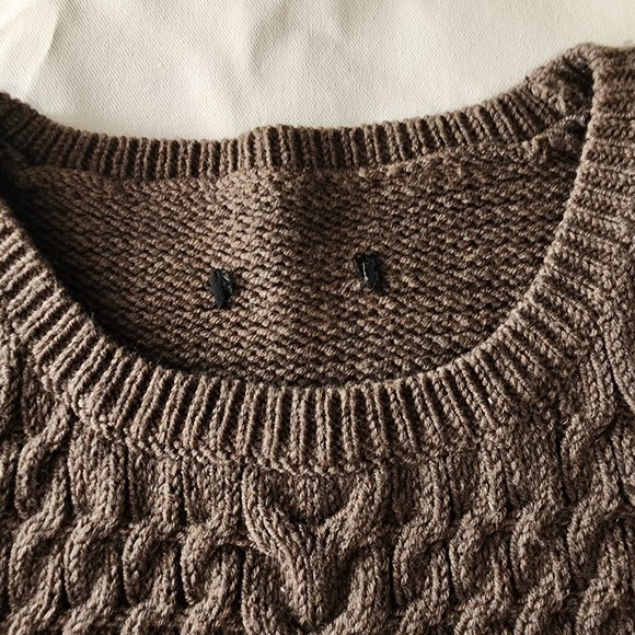 Alice + Olivia Brown Cable Knit Wool Cropped Sweater - Picture 4 of 10